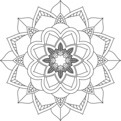 Easy Mandala coloring book simple and basic for beginners, seniors and children. Set of Mehndi flower pattern for Henna drawing and tattoo. Decoration in ethnic oriental, Indian style.