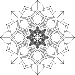 Easy Mandala coloring book simple and basic for beginners, seniors and children. Set of Mehndi flower pattern for Henna drawing and tattoo. Decoration in ethnic oriental, Indian style.