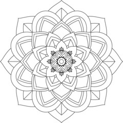 Easy Mandala coloring book simple and basic for beginners, seniors and children. Set of Mehndi flower pattern for Henna drawing and tattoo. Decoration in ethnic oriental, Indian style.