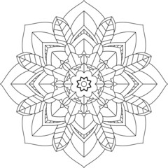 Easy Mandala coloring book simple and basic for beginners, seniors and children. Set of Mehndi flower pattern for Henna drawing and tattoo. Decoration in ethnic oriental, Indian style.