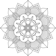 Easy Mandala coloring book simple and basic for beginners, seniors and children. Set of Mehndi flower pattern for Henna drawing and tattoo. Decoration in ethnic oriental, Indian style.