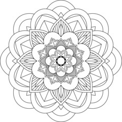 Easy Mandala coloring book simple and basic for beginners, seniors and children. Set of Mehndi flower pattern for Henna drawing and tattoo. Decoration in ethnic oriental, Indian style.