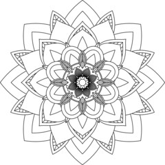 Easy Mandala coloring book simple and basic for beginners, seniors and children. Set of Mehndi flower pattern for Henna drawing and tattoo. Decoration in ethnic oriental, Indian style.