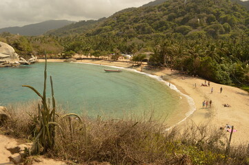 The stunning beaches and mountains of Parque Nacional Natural Tayrona in Santa Marta region of...