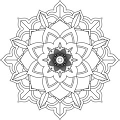 Easy Mandala coloring book simple and basic for beginners, seniors and children. Set of Mehndi flower pattern for Henna drawing and tattoo. Decoration in ethnic oriental, Indian style.