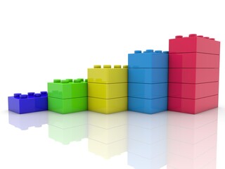Naklejka premium An abstract business diagram in the form of a step made of colored toy bricks