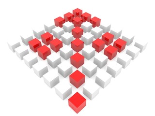 Percentage sign concept from red and white blocks