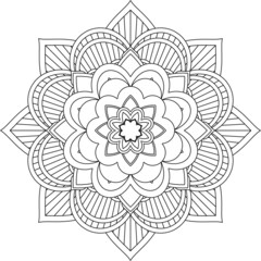 Easy Mandala coloring book simple and basic for beginners, seniors and children. Set of Mehndi flower pattern for Henna drawing and tattoo. Decoration in ethnic oriental, Indian style.