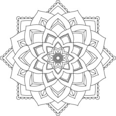 Easy Mandala coloring book simple and basic for beginners, seniors and children. Set of Mehndi flower pattern for Henna drawing and tattoo. Decoration in ethnic oriental, Indian style.