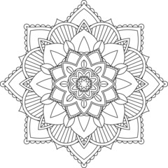 Easy Mandala coloring book simple and basic for beginners, seniors and children. Set of Mehndi flower pattern for Henna drawing and tattoo. Decoration in ethnic oriental, Indian style.