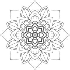 Easy Mandala coloring book simple and basic for beginners, seniors and children. Set of Mehndi flower pattern for Henna drawing and tattoo. Decoration in ethnic oriental, Indian style.