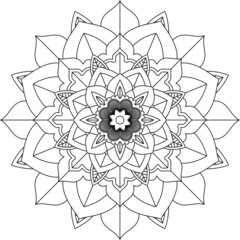 Easy Mandala coloring book simple and basic for beginners, seniors and children. Set of Mehndi flower pattern for Henna drawing and tattoo. Decoration in ethnic oriental, Indian style.