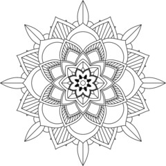 Easy Mandala coloring book simple and basic for beginners, seniors and children. Set of Mehndi flower pattern for Henna drawing and tattoo. Decoration in ethnic oriental, Indian style.