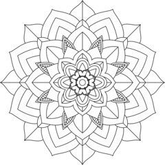 Easy Mandala coloring book simple and basic for beginners, seniors and children. Set of Mehndi flower pattern for Henna drawing and tattoo. Decoration in ethnic oriental, Indian style.