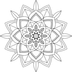 Easy Mandala coloring book simple and basic for beginners, seniors and children. Set of Mehndi flower pattern for Henna drawing and tattoo. Decoration in ethnic oriental, Indian style.
