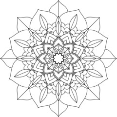 Easy Mandala coloring book simple and basic for beginners, seniors and children. Set of Mehndi flower pattern for Henna drawing and tattoo. Decoration in ethnic oriental, Indian style.