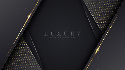 Luxury abstract background, golden lines on dark, modern black backdrop concept 3d style. Illustration from vector about modern template deluxe design.