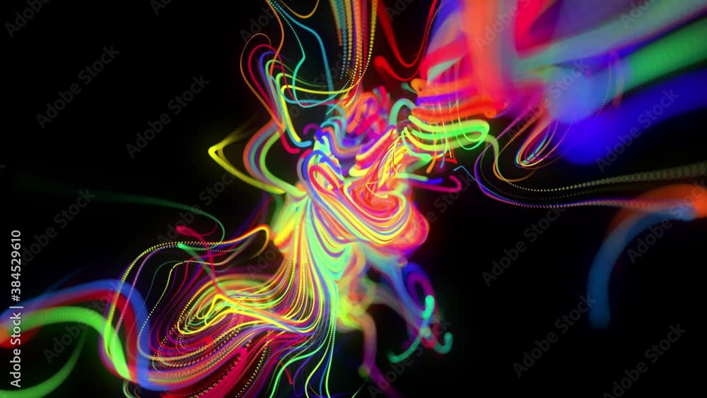 Aufkleber abstract looped background with flow of glow multicolor lines or light streaks. running lights parti