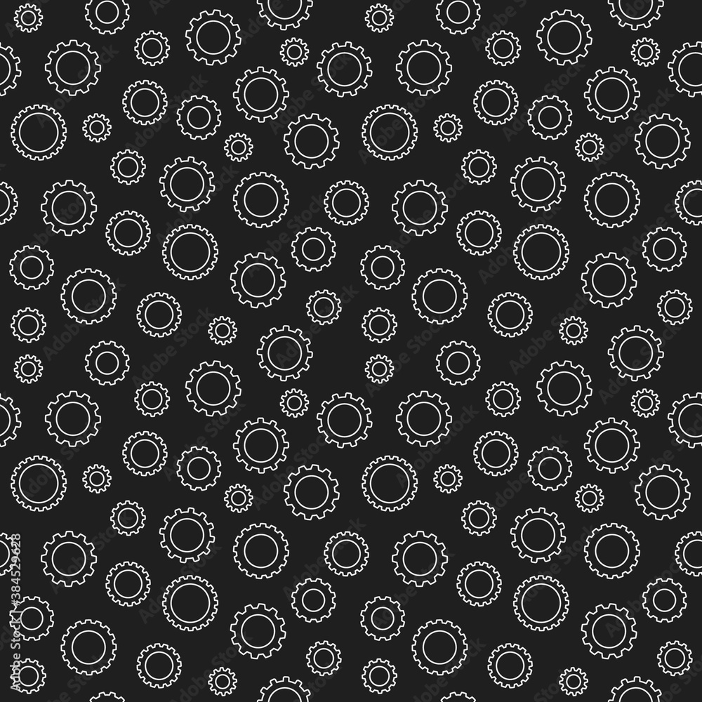Poster cog wheel vector dark seamless pattern or background