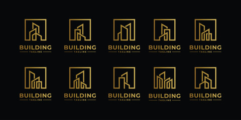 Collection of building architecture sets, real estate logo design symbols