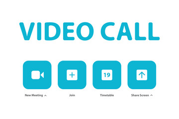 Concept online call, video lecture, internet group conference, training test, work from home, easy communication.