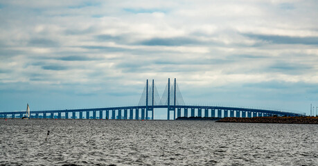 Fototapeta premium The famous Øresund bridge that link Denmark and Sweden together. 