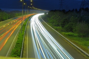 car driving on the highway long exposure 