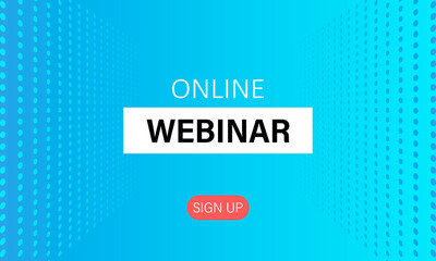 Online webinar landing page. Webinar, webinars and web meetings at the level of colleagues, modern education. Vector illustration