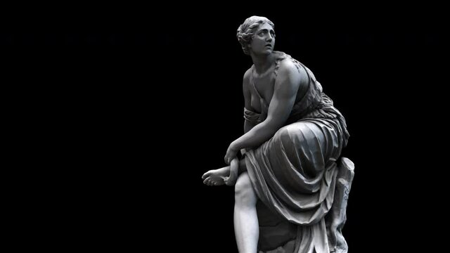 Eurydice statue - rotation Dx - 3D model animation on a black background