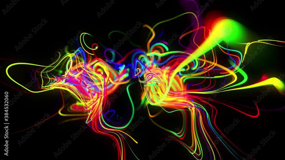 Poster abstract background flow of glow lines. running lights particles form in 3d space glowing beautiful 