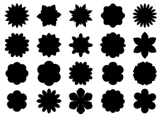 Beautiful flowers silhouette clipart vector design illustration. Flowers silhouette set. Vector Clipart Print
