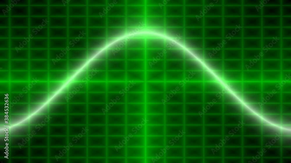 Poster moving waveform sine wave moving across oscilloscope screen monitor
