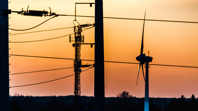 electric pole traction network power transmission globalization sunset industrial wallpaper alternative energy sources wind farm