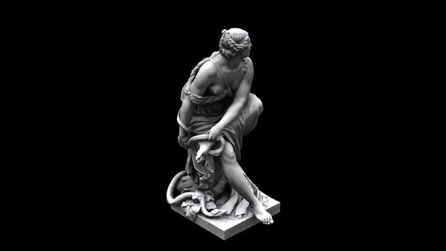 Eurydice statue - rotation loop - 3D model animation on a black background