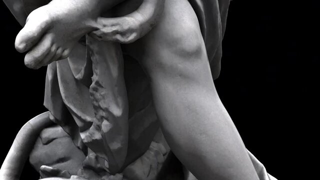 Eurydice statue - rotation loop detail - 3D model animation on a black background