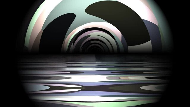 Rounded Ceiling Reflecting Water Surface Underground Catacombs Paris