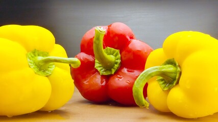 Colorful bell peppers close up photo