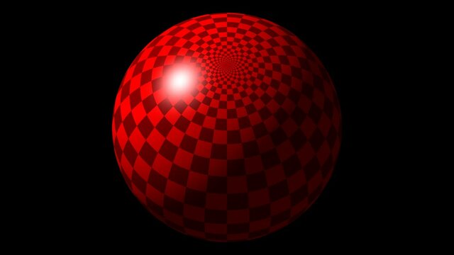 Checkerboard Chequerboard Projected Over Sphere Red
