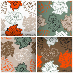 Set of unusual colorful seamless patterns