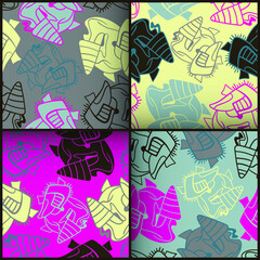 Set of unusual colorful seamless patterns