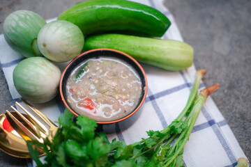 Fermented fish spicy dip with fresh of vegetables