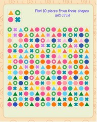 logic game for children. find 10 fragments indicated in the sample and circle - obrazy, fototapety, plakaty
