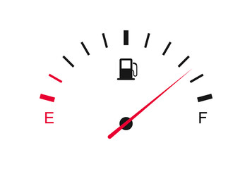 Fuel gauge. Fuel indicator. Car dashboard. Gasoline meter.