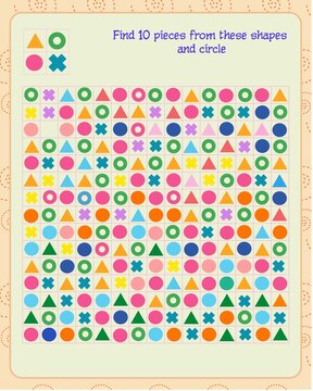 logic game for children. find 10 fragments indicated in the sample and circle