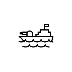 warship icon in line style icon stock of transportation vehicles. coloring picture for children game.