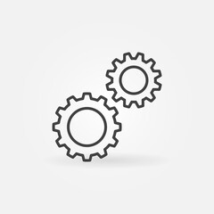 Two Gears outline icon. Settings vector concept line symbol