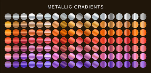 Fototapeta Set of colorful metallic gradients. Collection metallic textures. obraz
