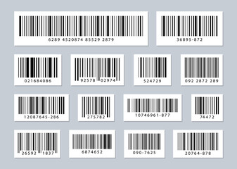 Barcode labels set. Code sticker. Industrial barcodes. Scan code bars. Code price.
