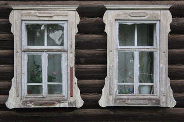 window frames in wooden houses