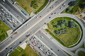Overhead view of highway interchange